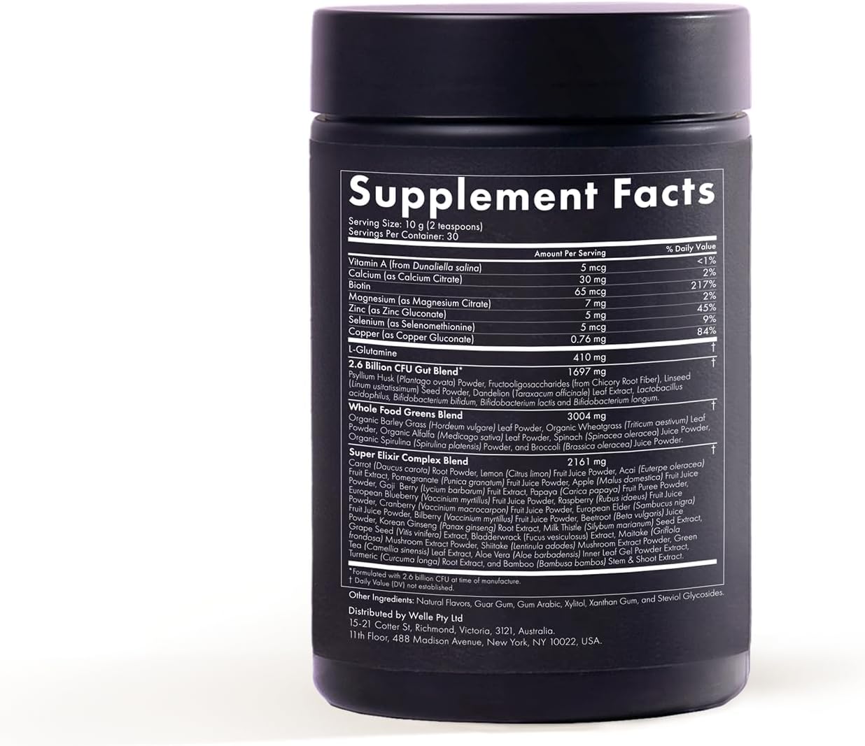 WelleCo The Super Elixir Daily Greens Powder, Probiotic Drink Mix with Whole Foods, Gluten Free, Vegan Gut Health Powder, Energy, Immunity, Healthy Skin, Hair & Nails (300g, Mixed Berry)