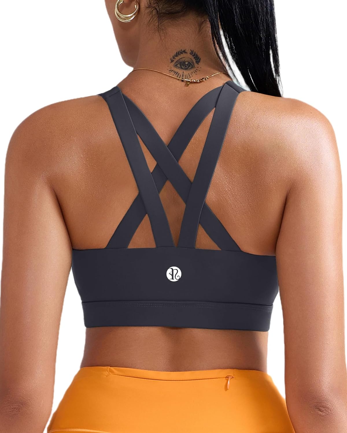 RUNNING GIRL Sports Bra for Women, Criss-Cross Back Padded Strappy Sports Bras Medium Support Yoga Bra with Removable Cups