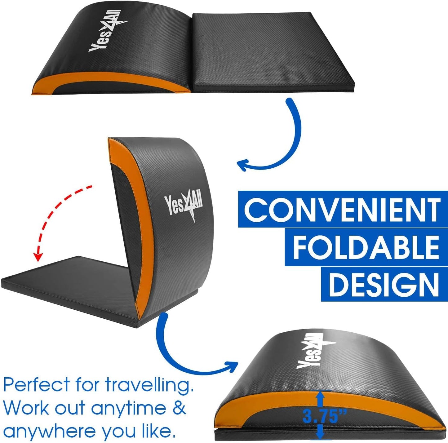 Yes4All Ab Exercise Mat Tailbone & No Tailbone, Foldable Abdominal Sit Up Support Pad, Abs Workout Equipment for Core Training and Lower Back