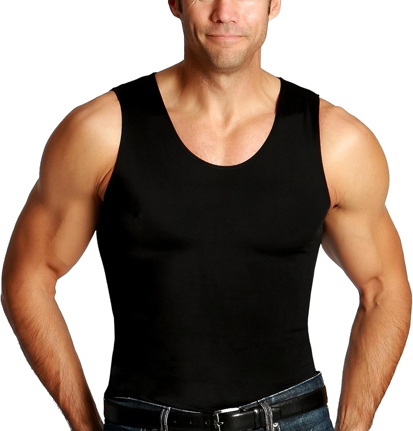 Insta Slim -Made in USA- Compression Tank-Top Shapewear for Men. Tummy Control Slimming Body-Shaper for Belly & Back Support