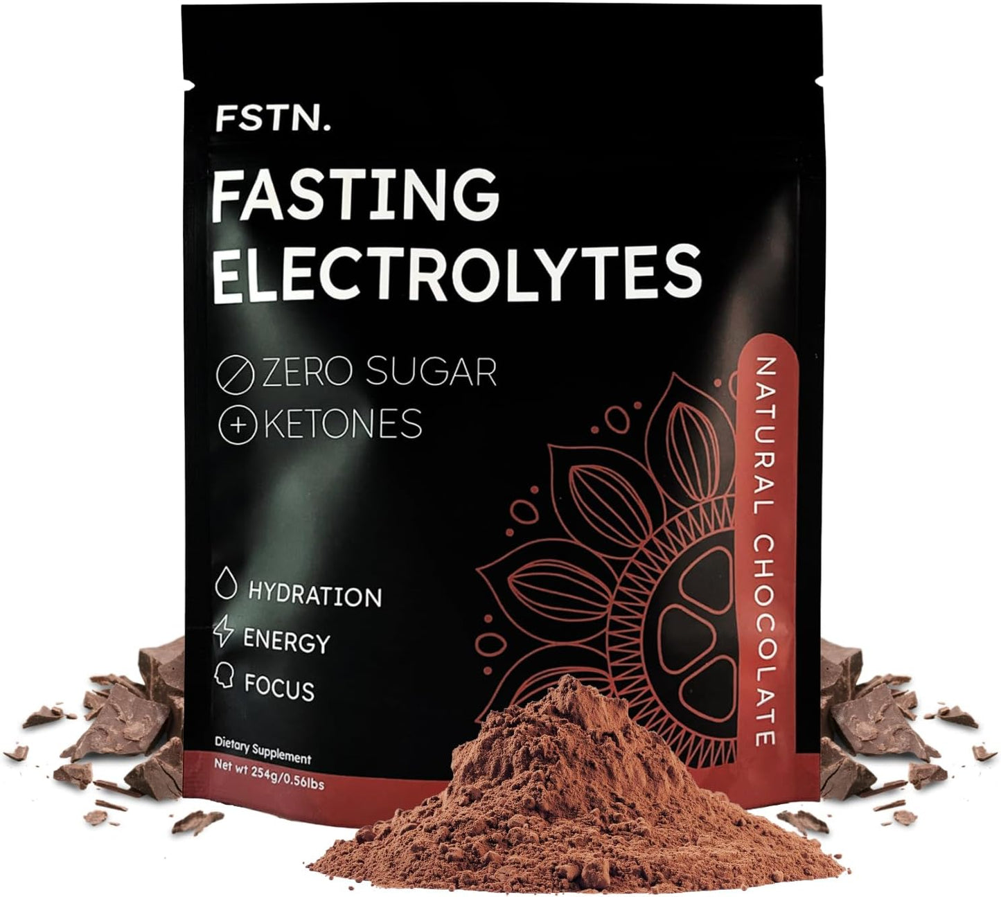 Chocolate Electrolytes Fasting Supplement – Crave Killer, Hydration & Energy – Zero-Sugar, Plus Ketones & Organic Cocoa.