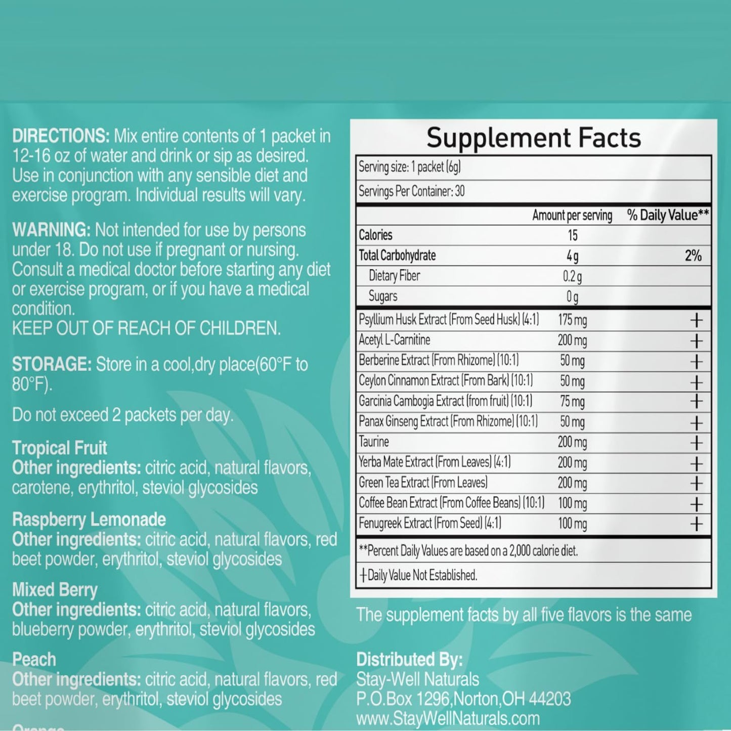 GLP-1 Supplement | Natural GLP-1 Production | GLP 1 Booster Drink Mix to Control Appetite and Cravings | Great Tasting Metabolic Support - Yerba Mate, Garcinia Cambogia, Berberine [Variety, 30ct]