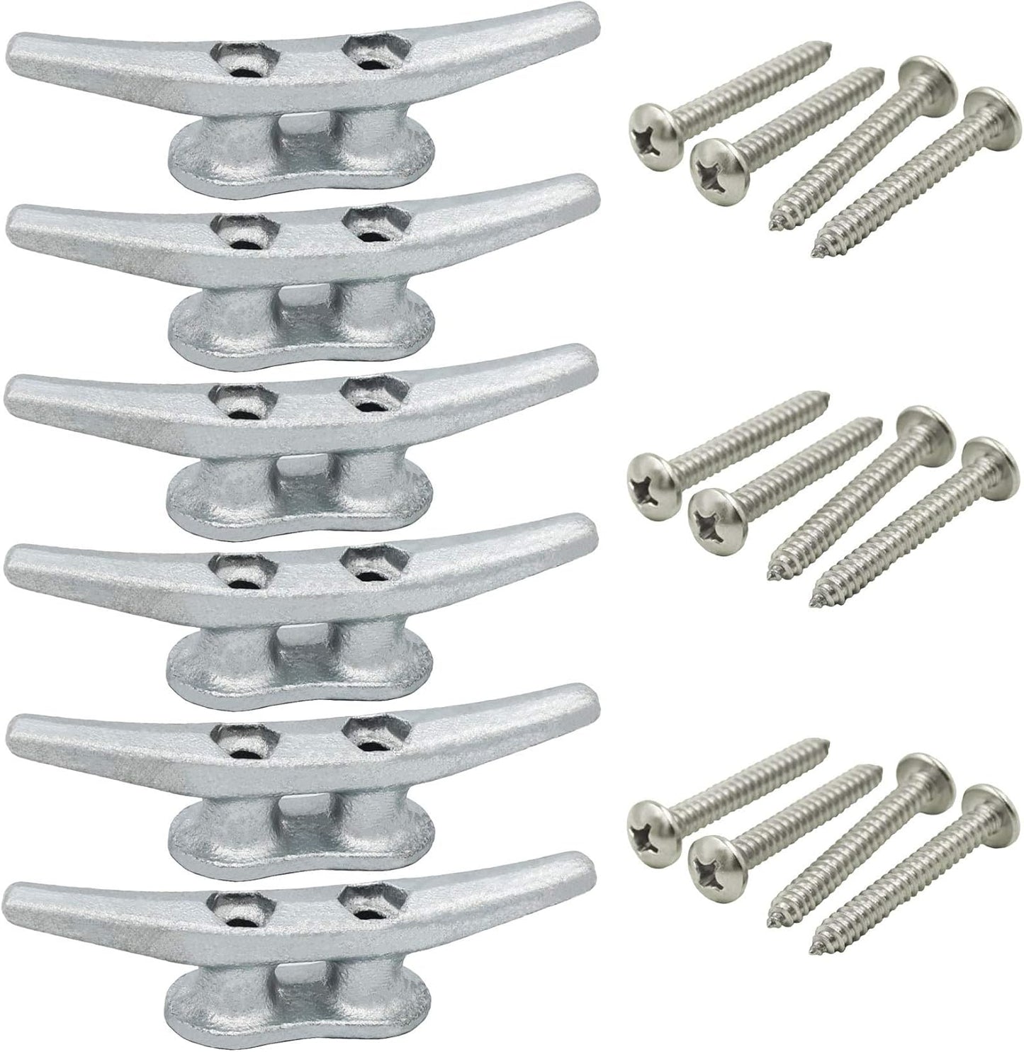 4 inch Dock Cleats 4/6/8/12/16/20/24 Pack,Boat Dock Cleats Rope Cleat Marine Cleats Iron Boat Cleats with Hardware ldeal for Deck,Nautical Decor,Cleats for Boat Dock,Boat Tie Down Cleats