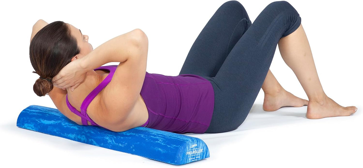 OPTP PRO-Roller Soft Density Foam Roller – Low Density Soft Foam Roller for Physical Therapy, Pilates, Yoga Foam Roll Exercises, and Muscle Recovery - Blue 36" x 6" x 3" Half-Round