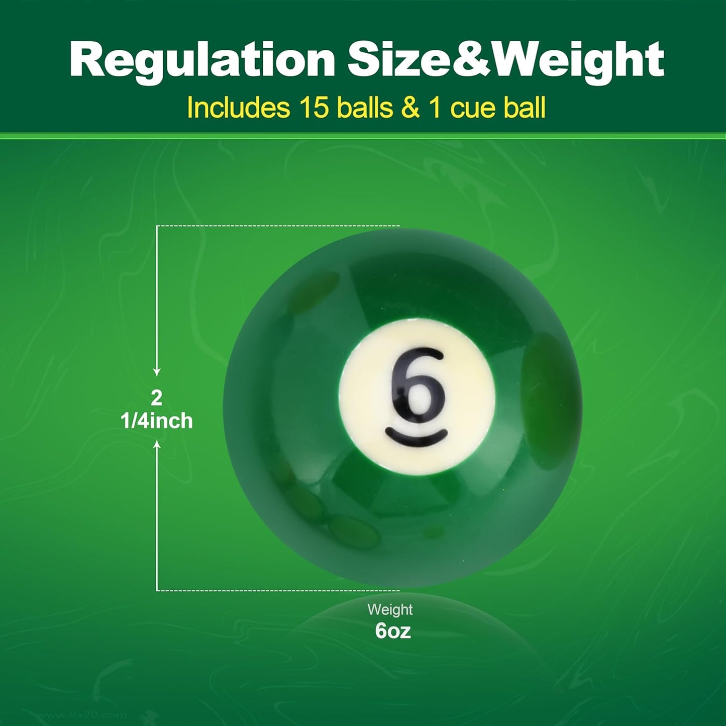 Pool Shark Authentic Billiard Balls Professional/Amateur Set High-End Pure Polyresin 2-1/4-inch Balls Complete 16pcs Set