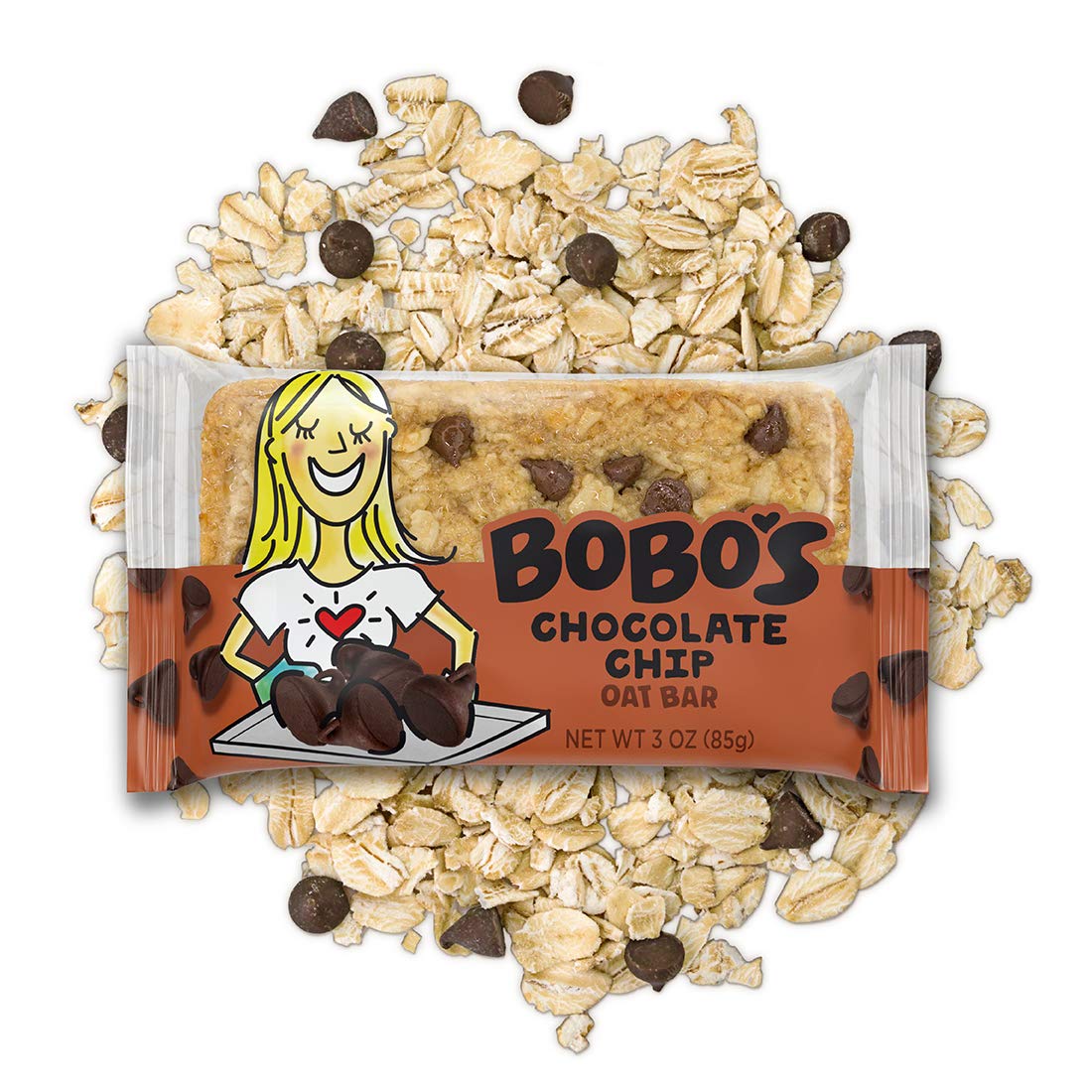 Bobo's Oatmeal Bars, Chocolate Chip, Gluten Free Vegan Whole Grain Oat Bars, Pack of 12