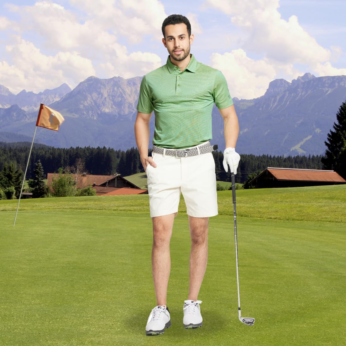 M MAELREG Golf Shirts for Men Dry fit Sports Jacquard Lightweight Performance Texture Short Sleeve Collared Polo Shirts