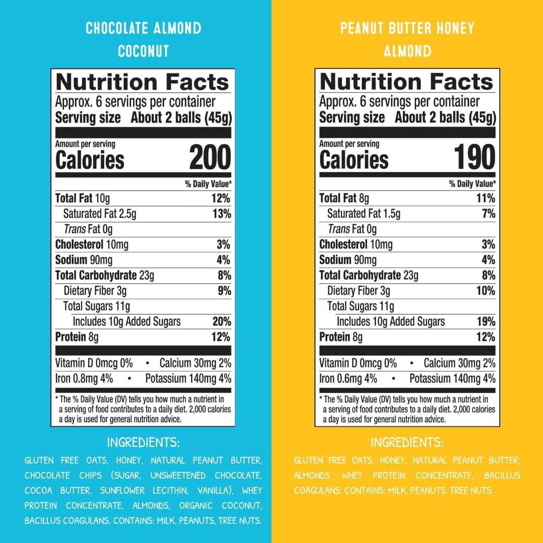 simplyFUEL Ultimate Protein Ball Variety Pack - Whole Food Balls with Probiotics - 8g Protein Snack - Gluten Free Energy Balls (10 Packs)