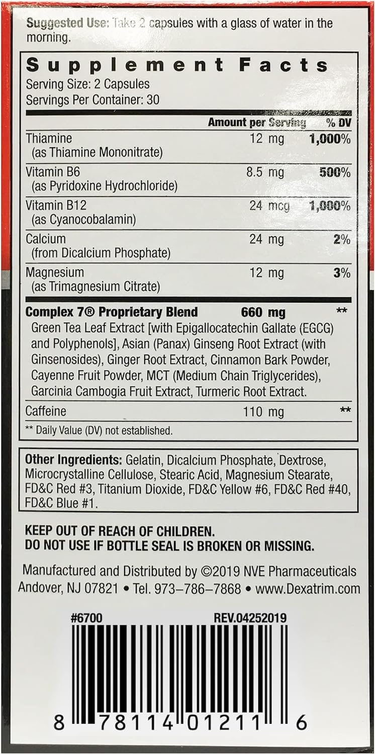 ILIOS Dexatrim Max Complex-7 | Diet Pills to Lose Weight - 7 Powerful Ingredients to Reduce Hunger & Body Fat, Fat Burner Supplements, Weight Loss Pills for Men & Women, 3 Packs w/ 60 Capsules Each