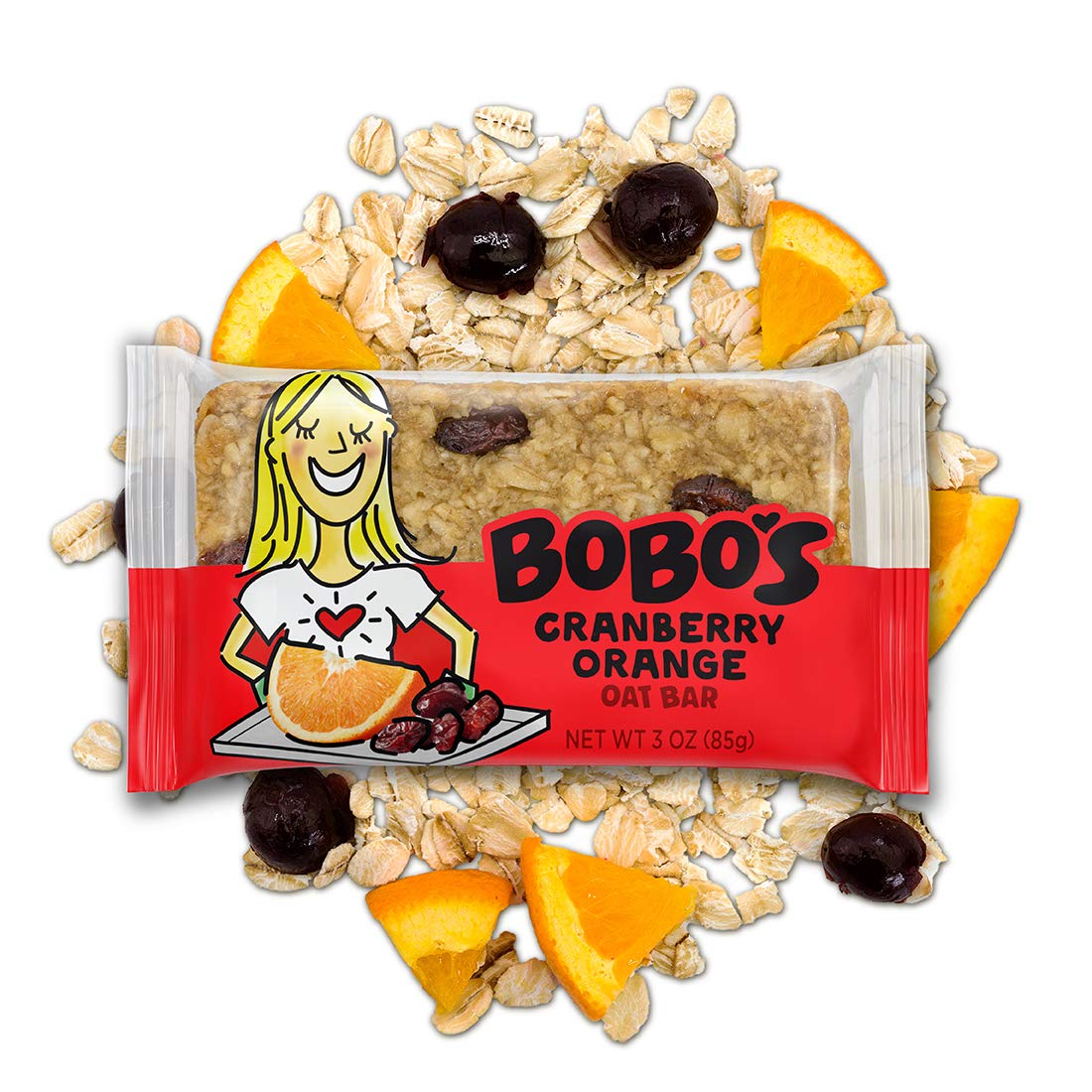 Bobo's Oatmeal Bars, Cranberry Orange, Gluten Free Vegan Whole Grain Oat Bars, Pack of 12