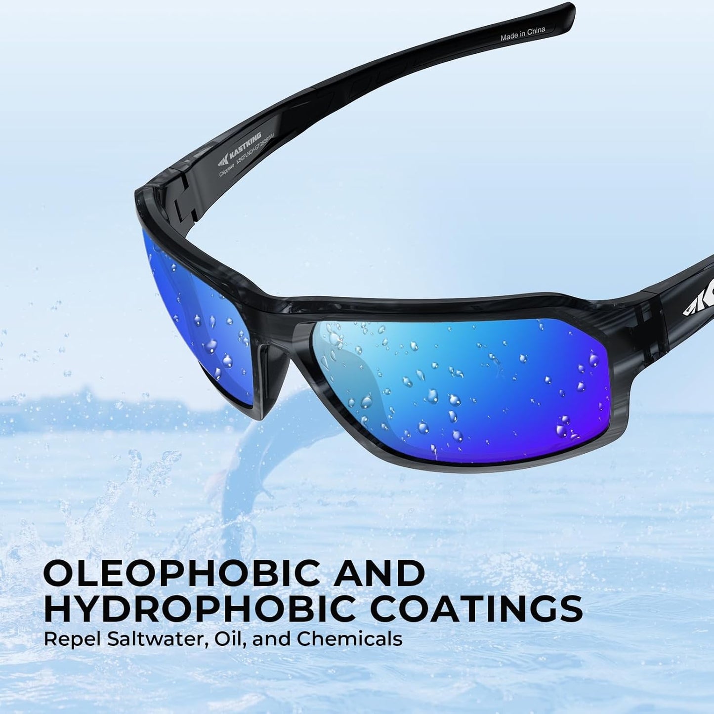 KastKing Chippewa Polarized Fishing Sunglasses, UV400 Protection Full Wrap Frame Sports Cycling Sunglasses, 1.0mm TAC Lenses