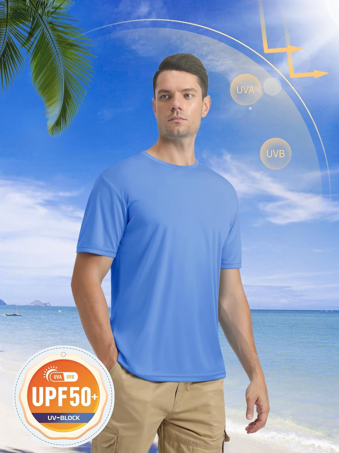 MAGCOMSEN Men's Short Sleeve UPF 50+ T-Shirt Quick Dry Rash Guard Athletic Running Swim Top Tee Performance Water Shirts