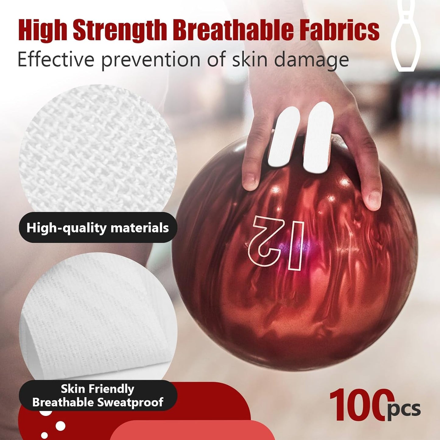 100 PCS Bowling Thumb Tape - Bowling Finger Tape - Thumb Tape Protector for Bowling(Multiple Colors, 1 x 2.8 Inches, Breathable)