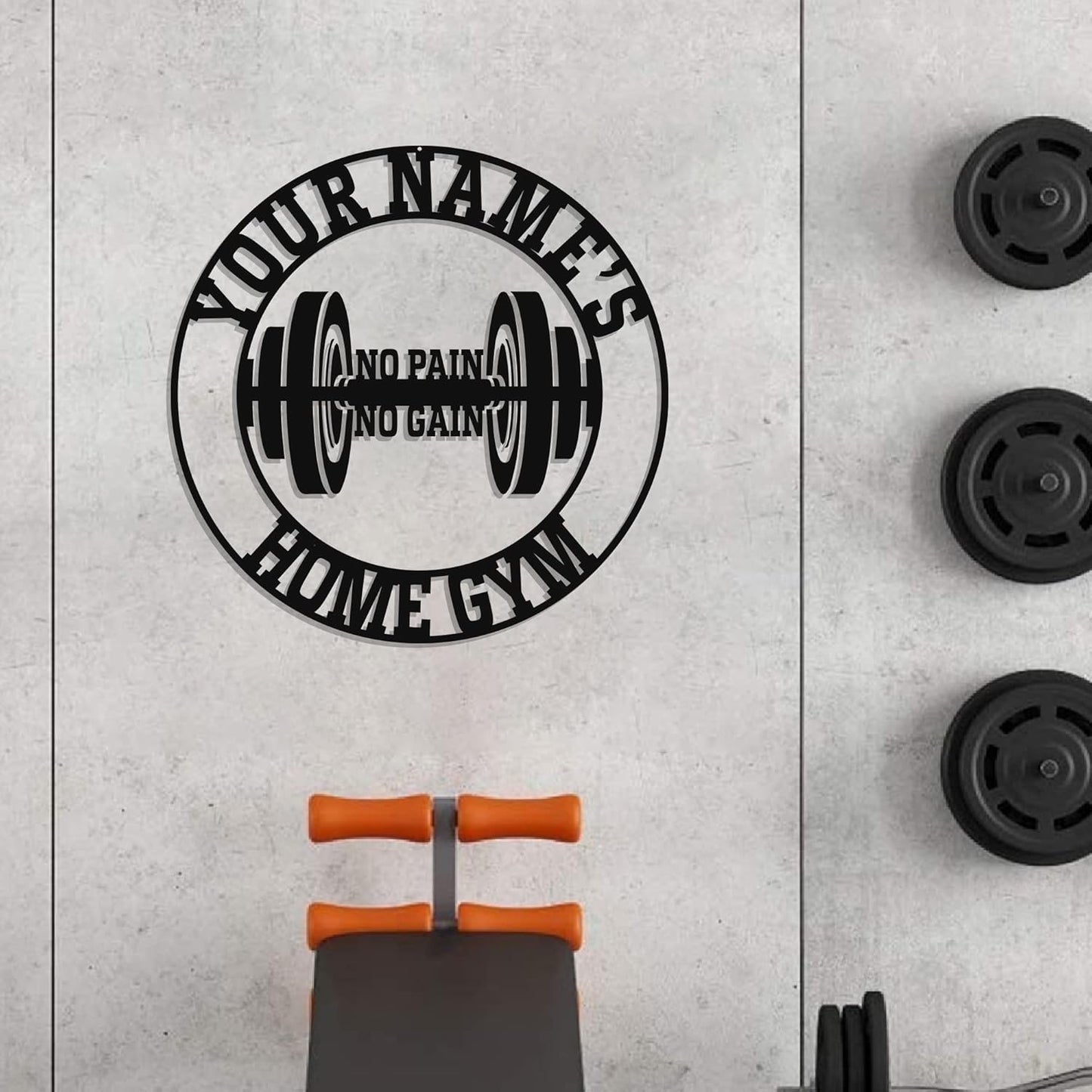 Personalized Home Gym LED Tin Metal Sign Multiple Sizes, Gym Sign Wall Decor, Exercise Workout Room Decor Fitness Center, Motivational Inspirational Hanging Wall Art Wall Plaque (03 w/o lights)