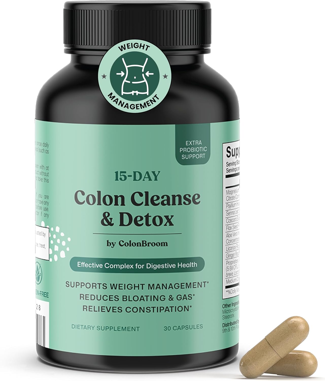 ColonBroom 15 Day Colon Cleanse & Detox Cleanse for Weight Loss with Probiotics & Magnesium to Support Digestion, Reduce Bloating & Boost Metabolism - Gentle & Effective Gut Detox for Women