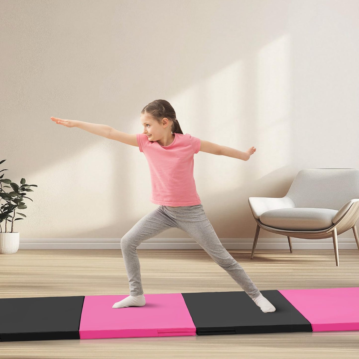 ZENOVA Gymnastics Mat 6'x3'x2''/4'x8'x2'' Exercise Mat Gym Mat for Home Aerobics Workout Foldable Tumbling Mat Children Gifts