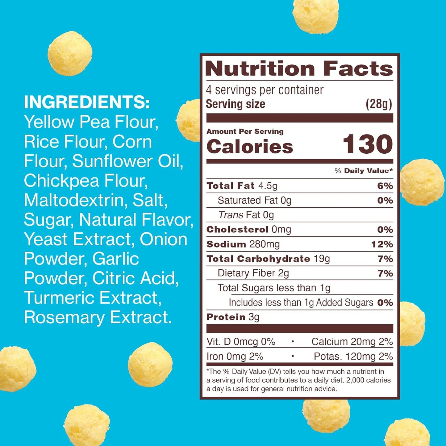 Hippeas Cheezy Cheddar Pops, 4 Ounce (Pack of 6), 3g Protein, 2g Fiber, Vegan, Gluten-Free, Crunchy, Plant Protein Snacks