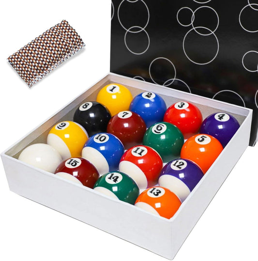 Billiard Balls Set 2-1/4" Regulation Size Pool Table Balls for Replacement (16 Resin Balls)