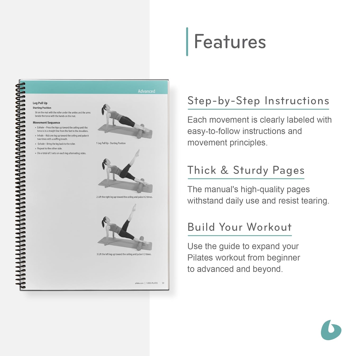 Balanced Body Mat and Roller Guide, Pilates Mat and Roller Guide for Workout Equipment, for Home Gym or Studio Use