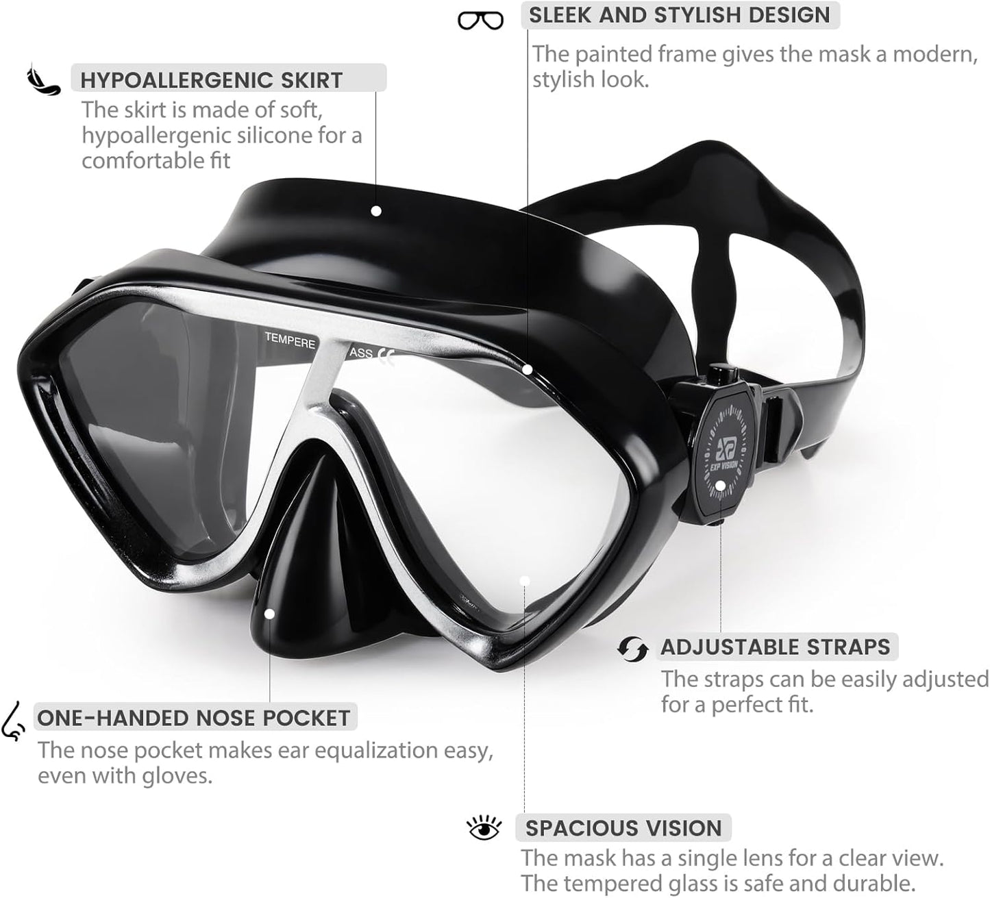Scuba Diving Mask for Adults - Premium Anti-Fog Snorkeling Mask Comfortable & Leak-Proof Swim Goggles with Nose Cover for Scuba Diving, Snorkeling & Underwater Adventures