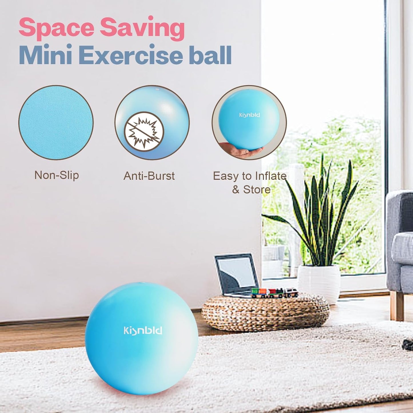 Small Exercise Ball, 9 Inch Mini Pilates Ball, Anti Burst and Slip Resistant Mini Yoga Ball for Stability, Fitness, Physical Therapy, Stretching & Core Strength Workout at Home Gym & Office
