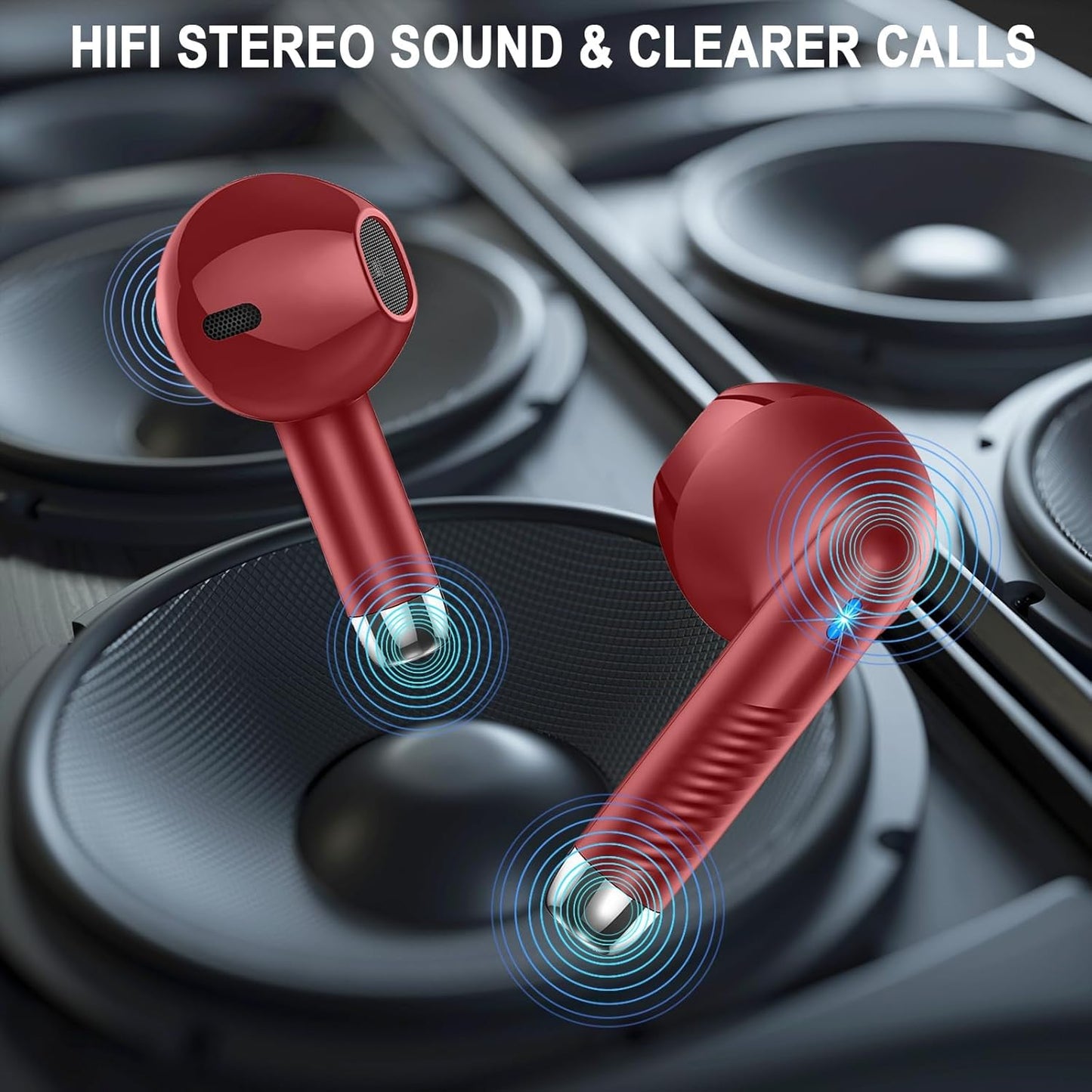 Wireless Earbuds, Bluetooth 5.4 Headphones LED Power Display Ear Buds Bass Stereo, Bluetooth Earbuds in-Ear Noise Cancelling Mic, 40H Playback Mini Case IP7 Waterproof Sports Earphones for Android iOS