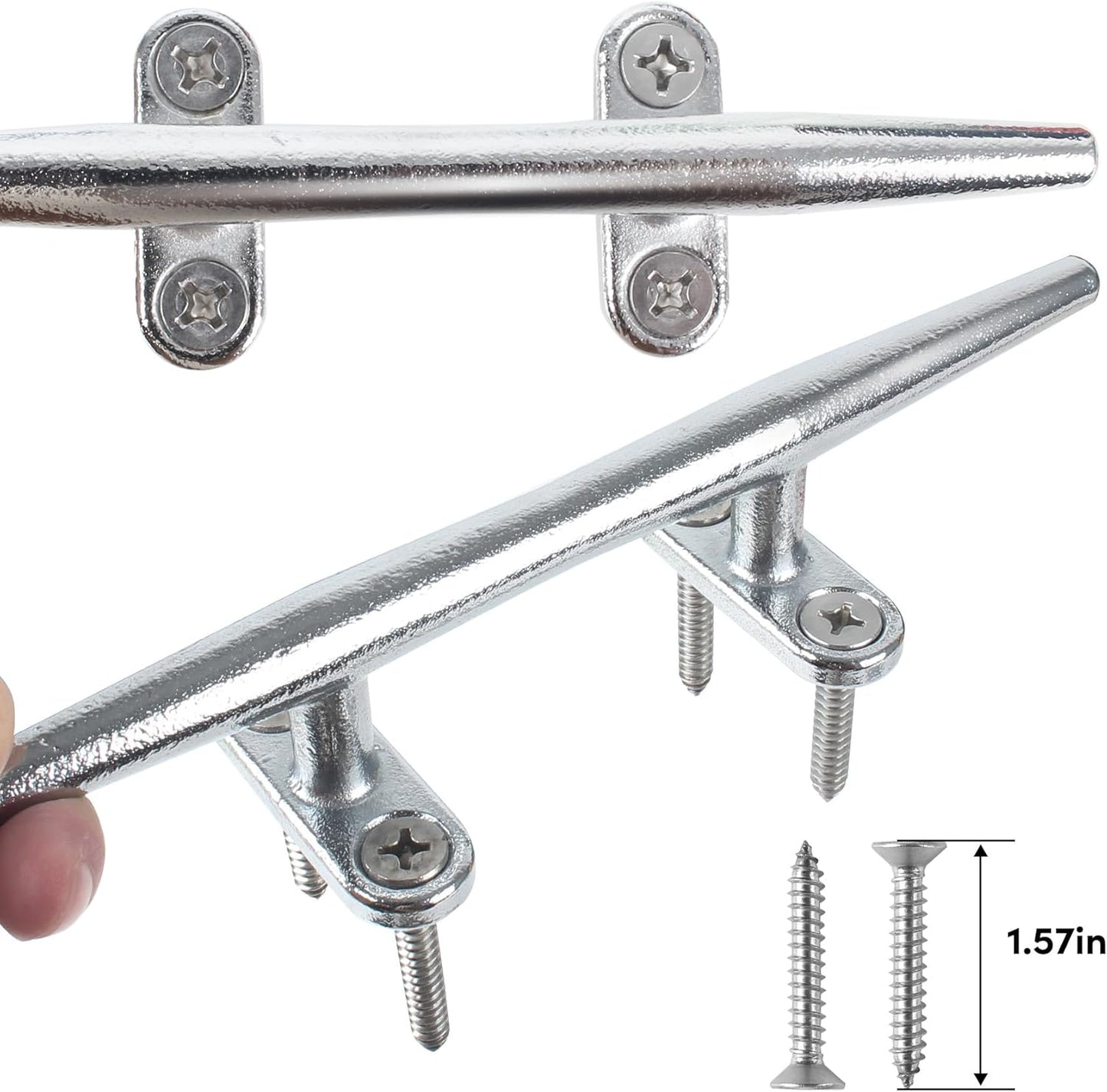 Chromium-Plated Boat Cleat, Boat Dock Cleats Open Base, Boat Cleats-Dock Cleat, Dock Cleats with Fasteners, Rope Cleat for Tying up Boats,Marine Decor(2Size,2Pack,4Pack)