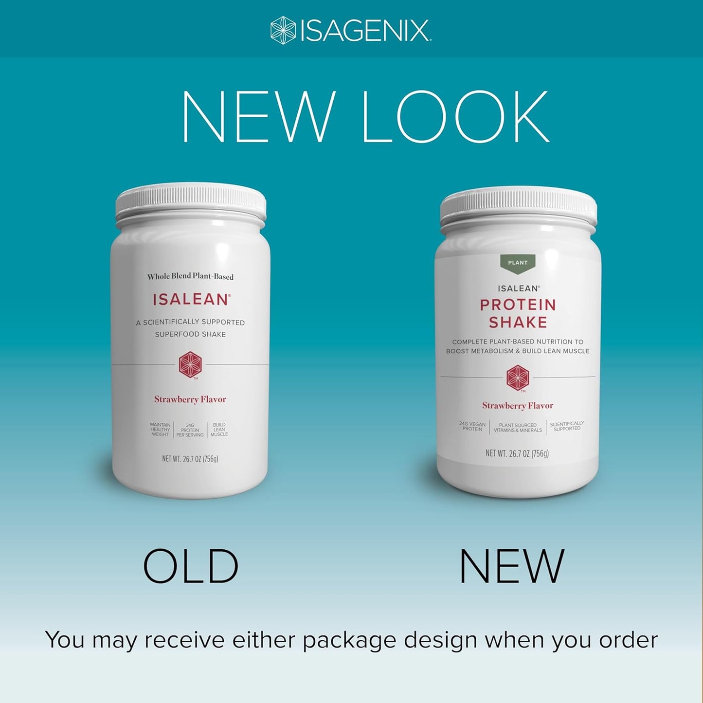 Isagenix Plant-Based IsaLean Protein Shake - Energy Powder with Whole-Food Sourced Vitamins - Supports Lean Muscle Growth & Healthy Metabolism - Gluten & Soy Free - Strawberry, 26.7 oz (14 Servings)