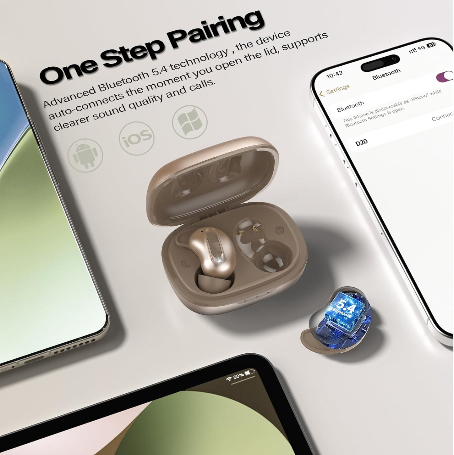 Sleep Earbuds, Mini ANC Wireless Earbuds Bluetooth 5.4 Headphones Deep Bass Stereo, 48H Playtime Ear Buds, 4 ENC Noise Cancelling Mic, In Ear IP7 Waterproof Earphones for Side Sleepers,Touch Control
