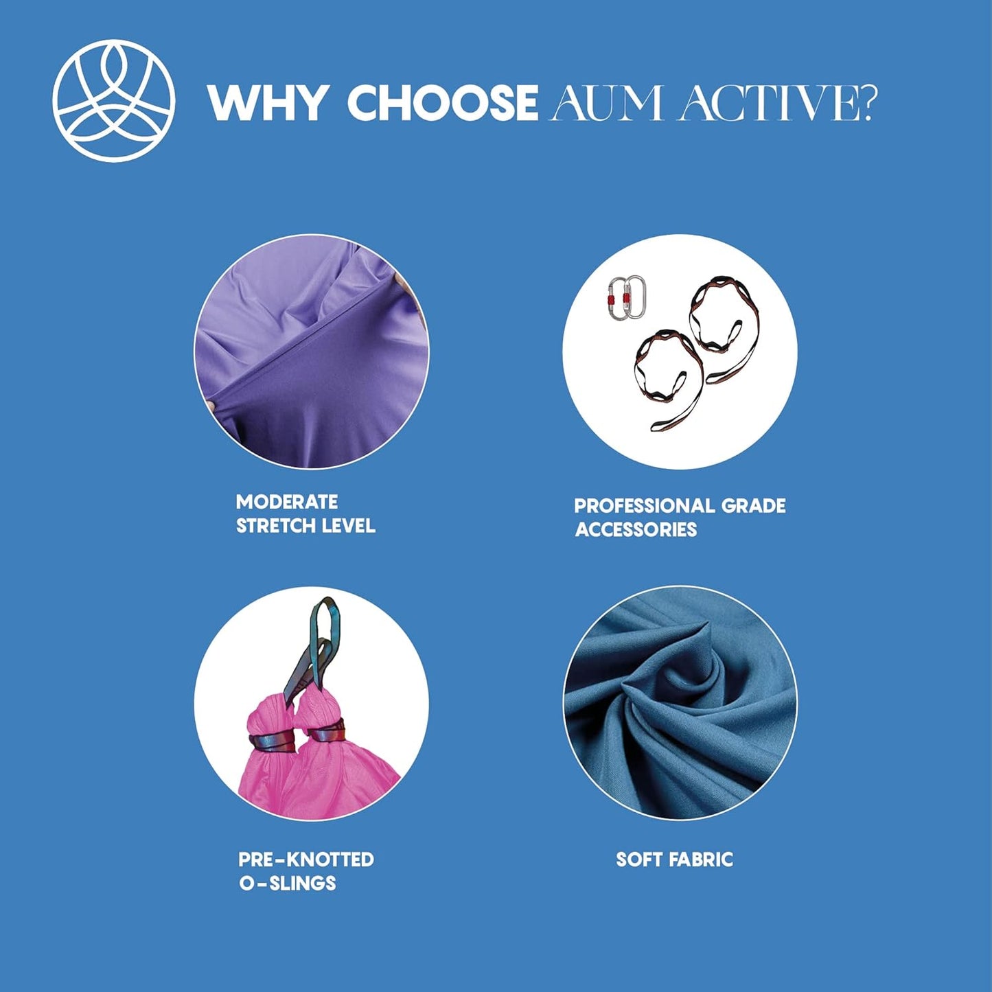 Aerial Silk Yoga Hammock & Swing for Home, Inversion Exercises, Starter Kit for All Levels - Durable with Extension Straps, Carabiners, and Pose Guide