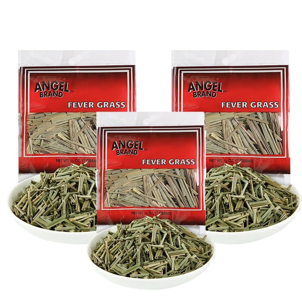 Angel Brand Fever Grass Tea Jamaican – 0.25 oz Pouch Pack of 3 – Dried Lemongrass Leaves for Herbal Tea and Infusions.