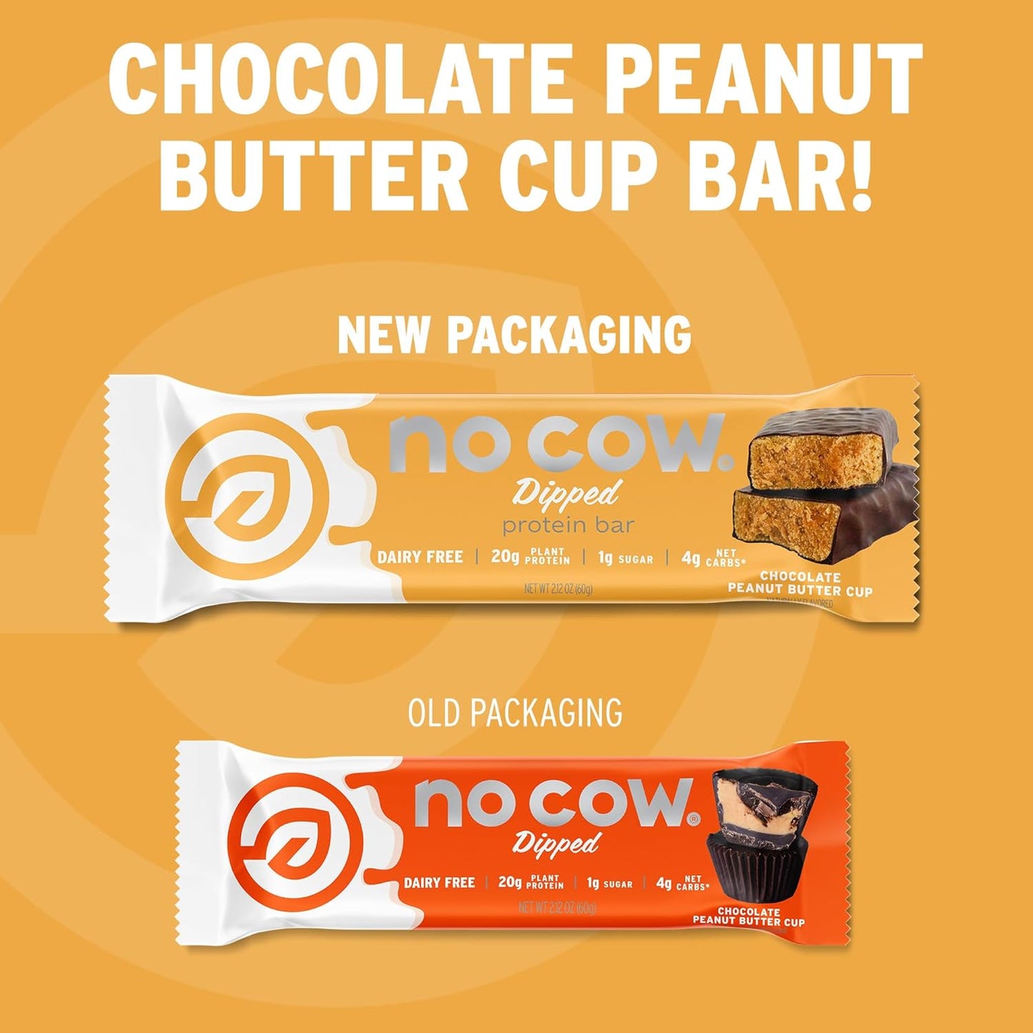No Cow High Protein Bars, Chocolate Peanut Butter Cup - Healthy Snacks, 20g Vegan Protein, High Fiber, Low Sugar, Keto Friendly, Dairy & Gluten Free (12 Count)