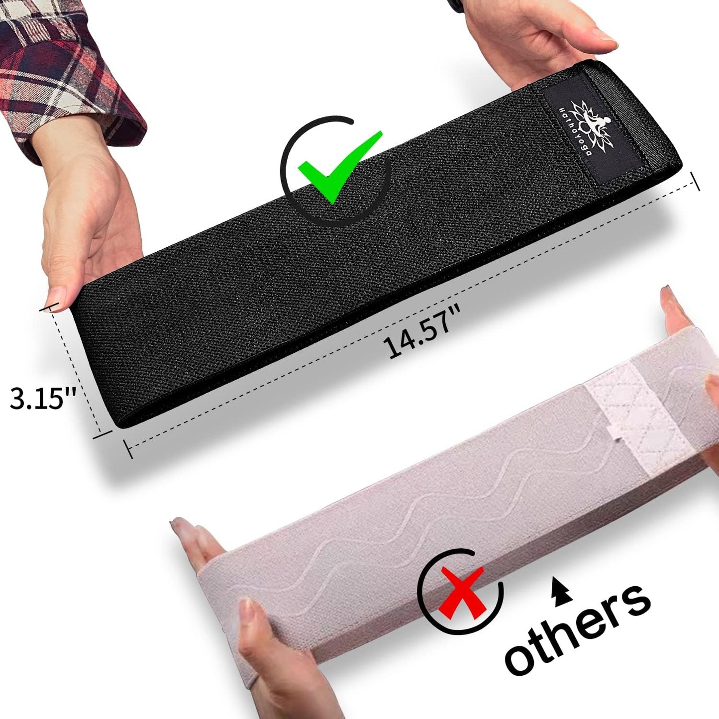 Hatha Yoga Large Resistance Band,14.5" x3.15",Fabric Exercise Loop Bands with Instruction Guide and Carry Bag, Set of 3.