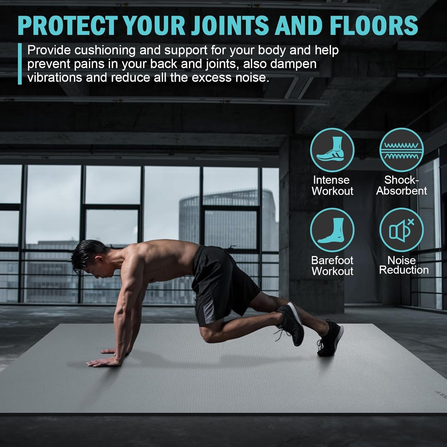 Large Exercise Mat 8'x5'|12'x6' Workout Mat for Home Gym Mats Exercise Heavy Duty Gym Flooring Fitness Mat Large Yoga Mat Cardio Mat for Weightlifting, Jump Rope, MMA, Shoe-Friendly