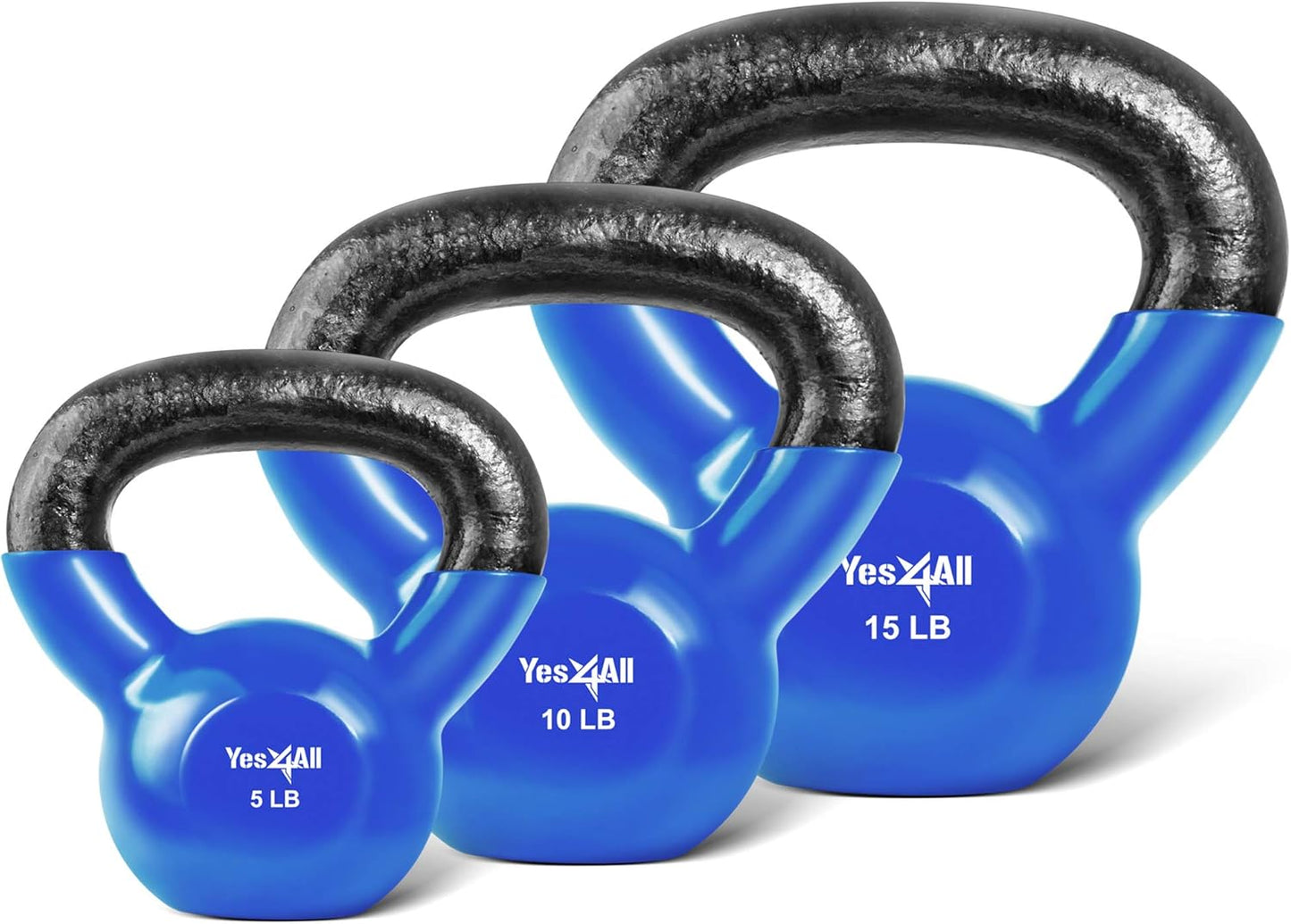 Yes4All Kettlebell Set Vinyl Coated Weights Combo for Full Body Workout Equipment Push up, Grip Strength Training, Dumbbell Weights Exercises