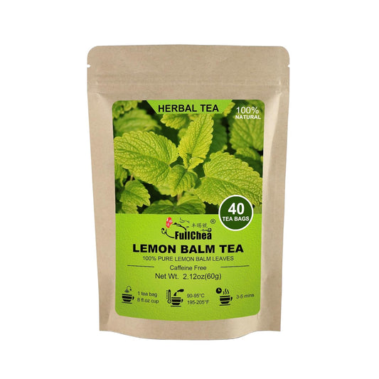 FullChea - Lemon Balm Tea Bag, 40 Teabags, 1.5g/bag - Premium Lemon Balm Herb - Melissa Officinalis - Non-GMO - Caffeine-free - Promotes Relaxation & Support Digestion, 40.0 Count