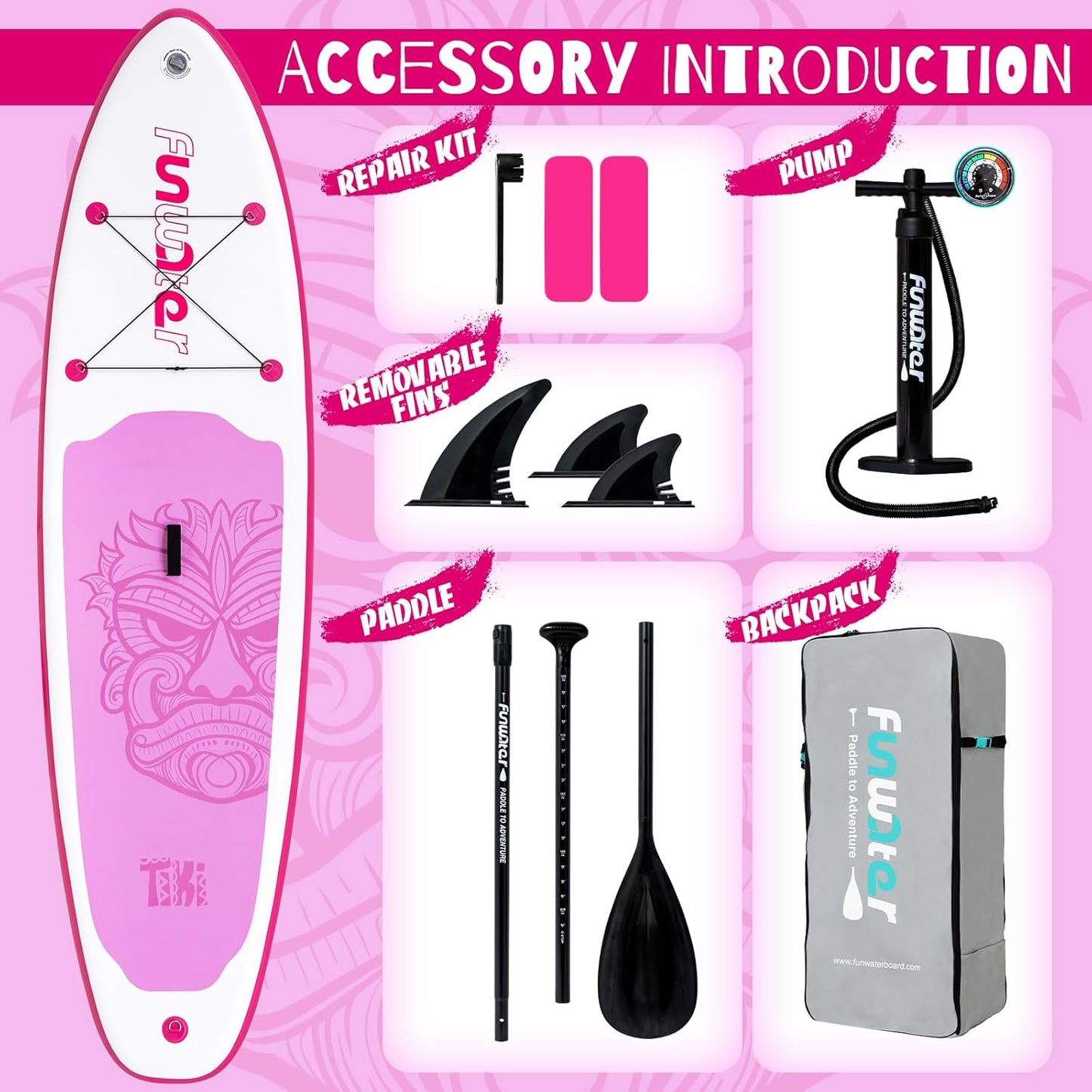 FunWater Inflatable Ultra-Light Stand Up Paddle Board for All Skill Levels with Premium SUP Paddleboard Accessories,Non-Slip Comfort Deck for Youth & Adults