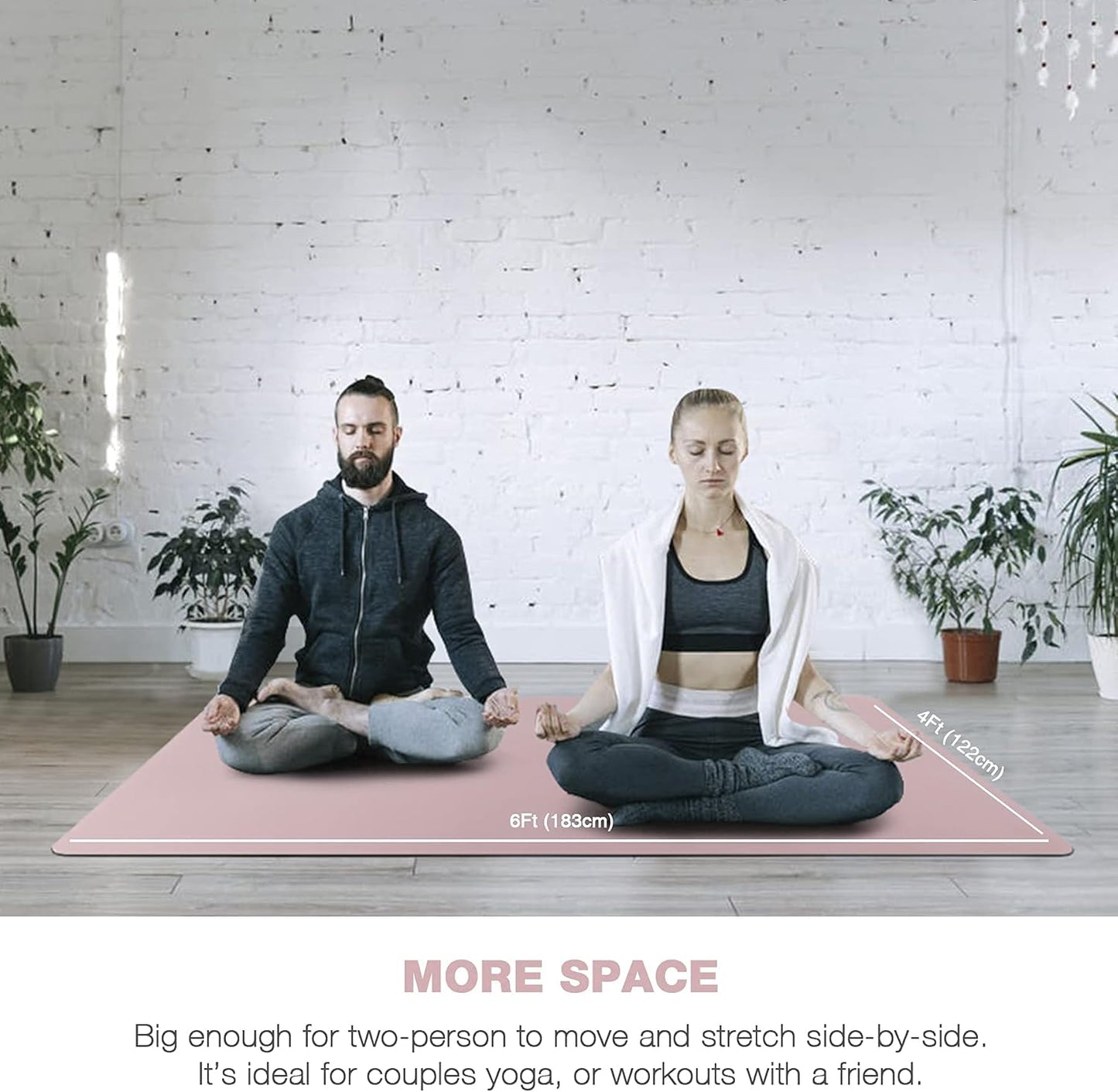 Large Yoga Mat for Men and Women 1/4 & 2/5 Inch Extra Thick TPE Fitness Mat for Home Gym Workout, Non-Slip, Eco Friendly Exercise Mat for Yoga, Pilates, Stretching, Meditation