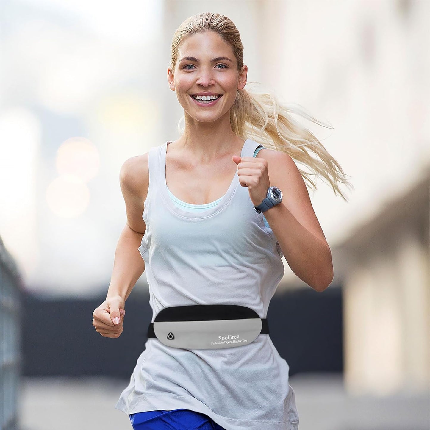 Slim Fanny Packs for Women Men,Waterproof Waist Pack with Reflective Strip Adjustable Strap,Running Belt for Sports Workout Cycling Hiking, Casual Hands-Free Wallets Phone Bag (Style 4)