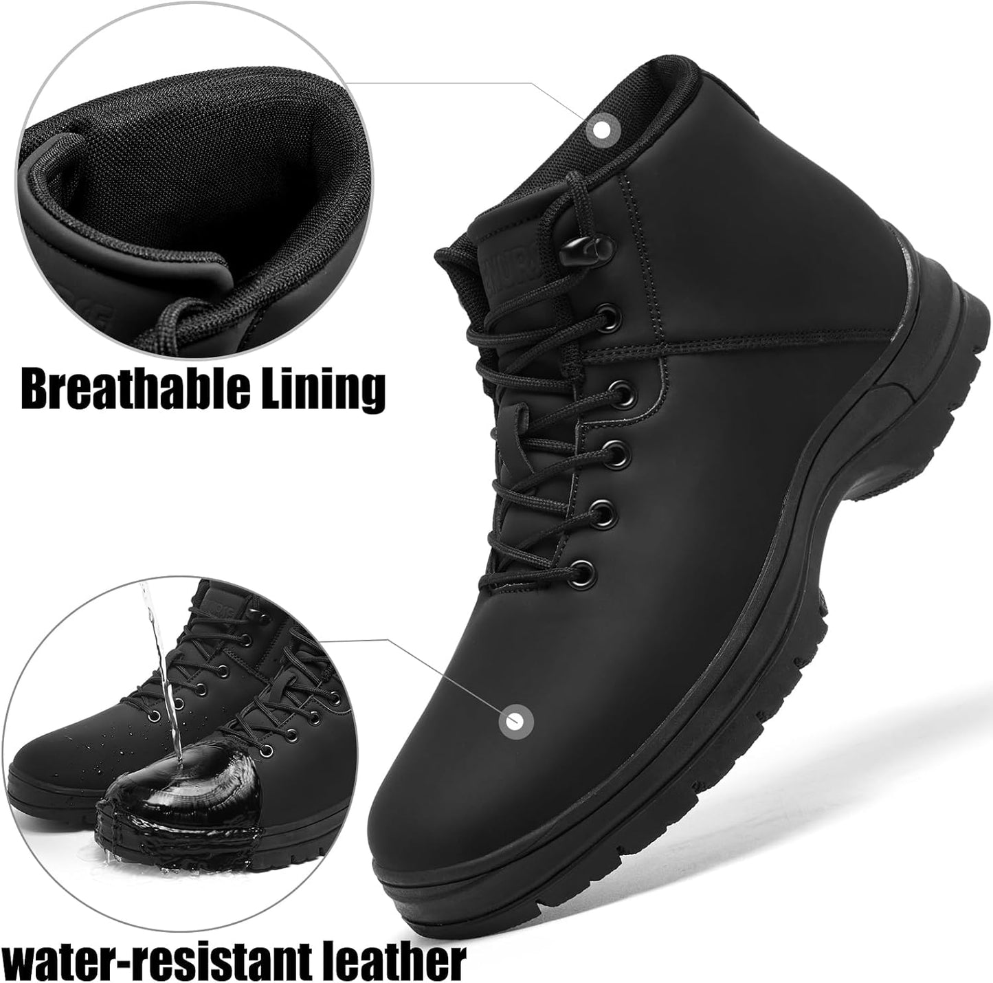 Mens Lightweight Hiking Boots Water Resistant Mid Ankle Work Casual Hiker Trekking Outdoor Boots Anti Slip Hiking Shoes