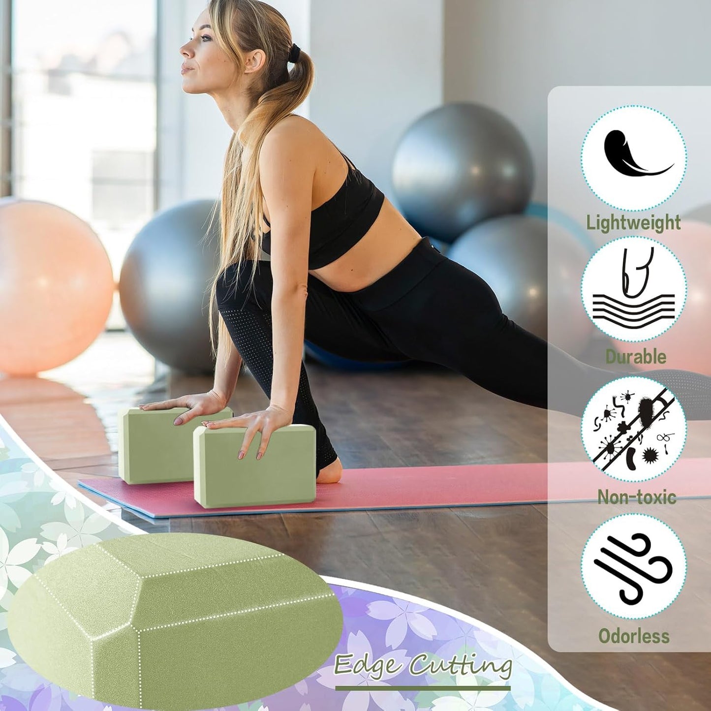 Outus 20 Pcs Yoga Blocks Bulk 9 x 6 x 3 Inch High Density Bricks to Improve Strength Flexibility Balance Soft Non Slip Gymnastic Blocks for Yoga Sports