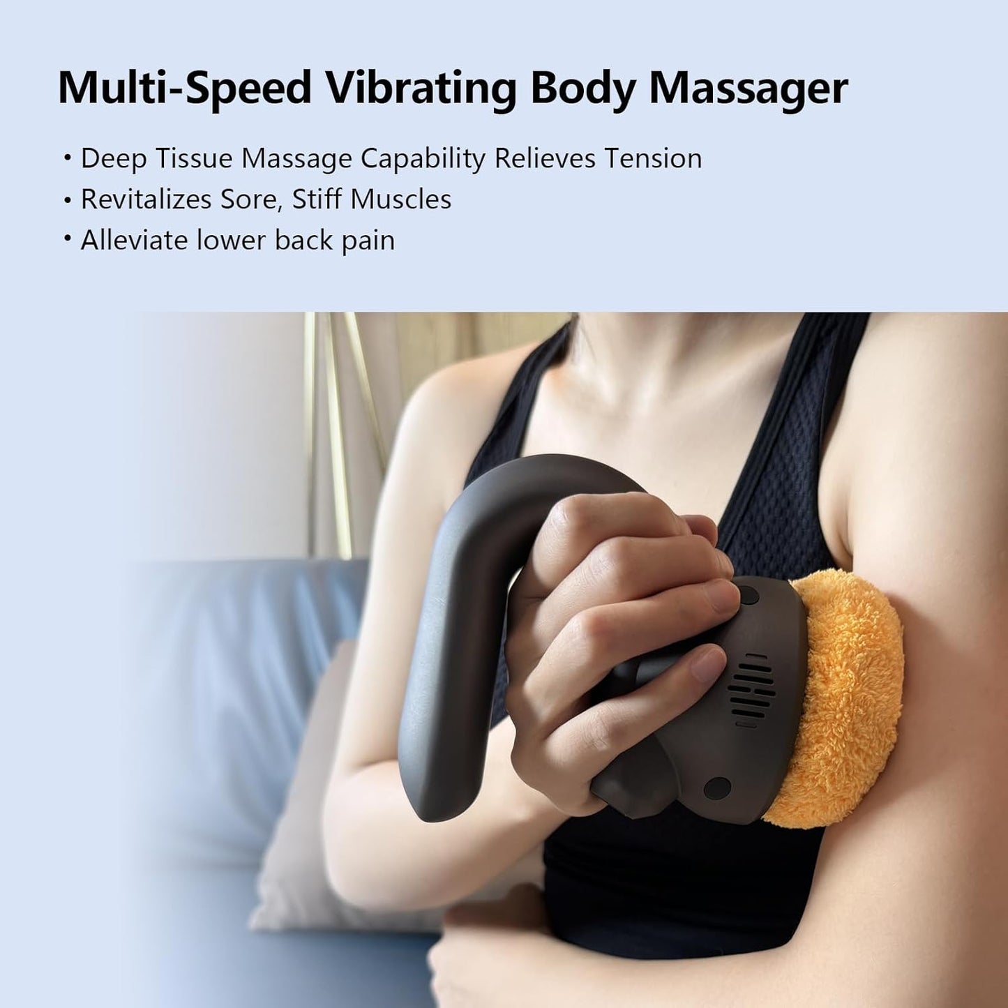 HYAKO Handheld Professional Mini Orbital Buffer Relief Massager, Adjustable Multi-Speed Vibration Deep Tissue Body Chiropractic Massager for Neck, Shoulder, Leg,Back muscle pain relief massage therapy
