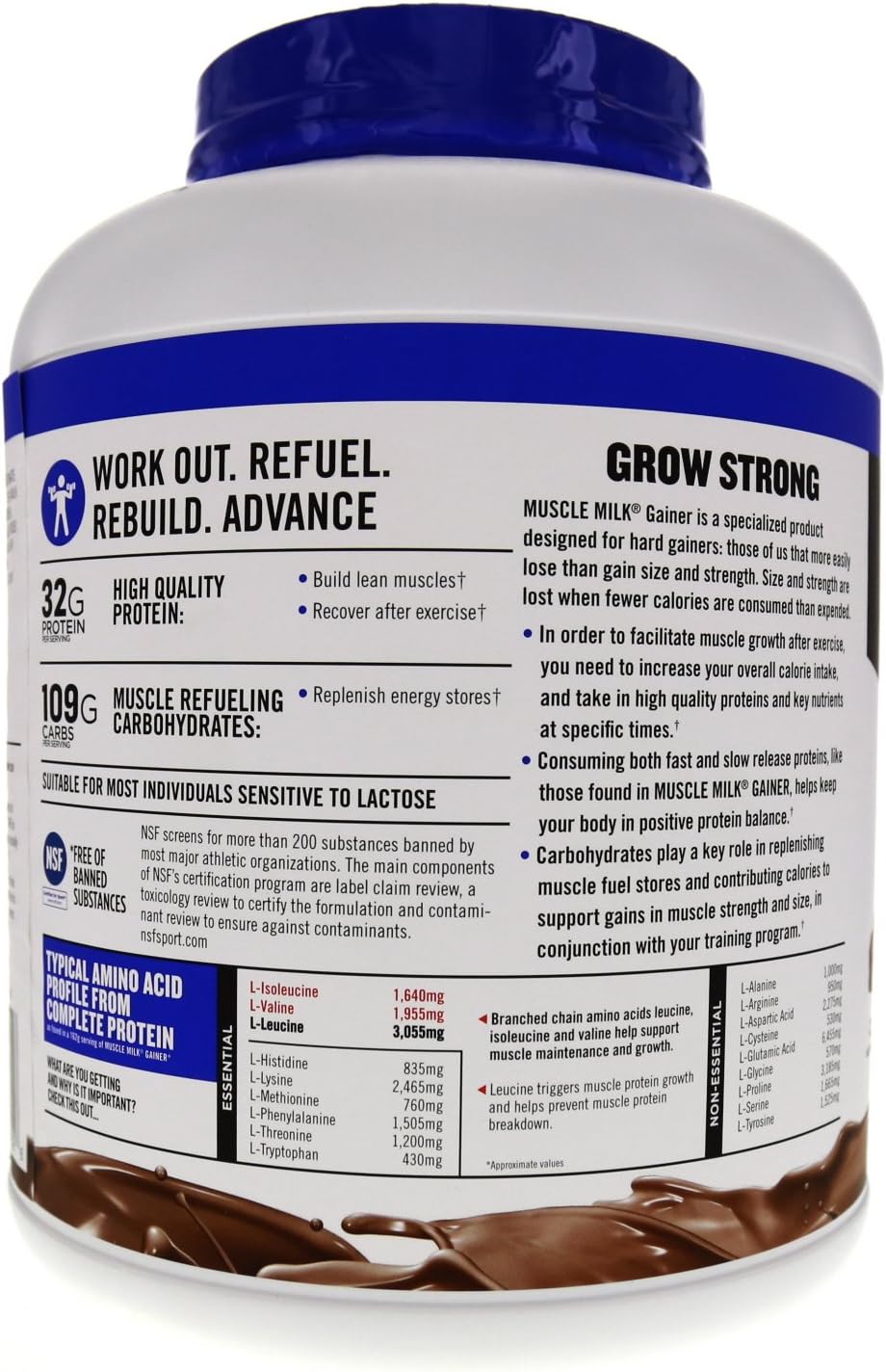 Muscle Milk Gainer Protein Powder, Chocolate, 32g Protein, 5 Pound