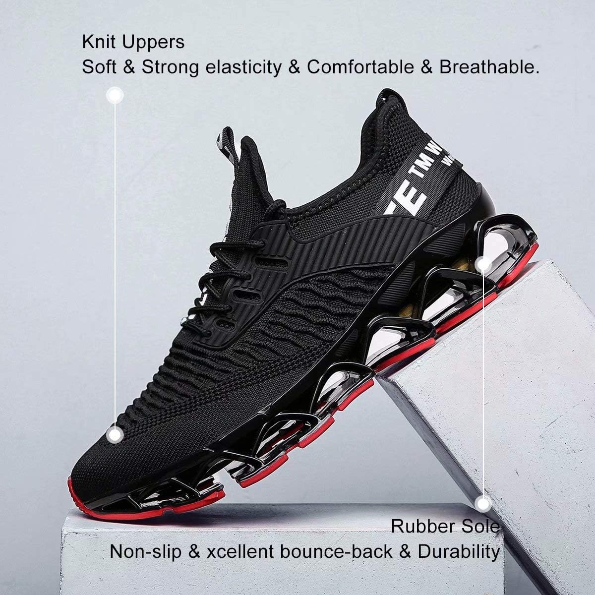 Vooncosir Men's Fashion Sneakers Breathable Mesh Running Shoes Blade Non Slip Soft Sole Casual Athletic Walking Shoes