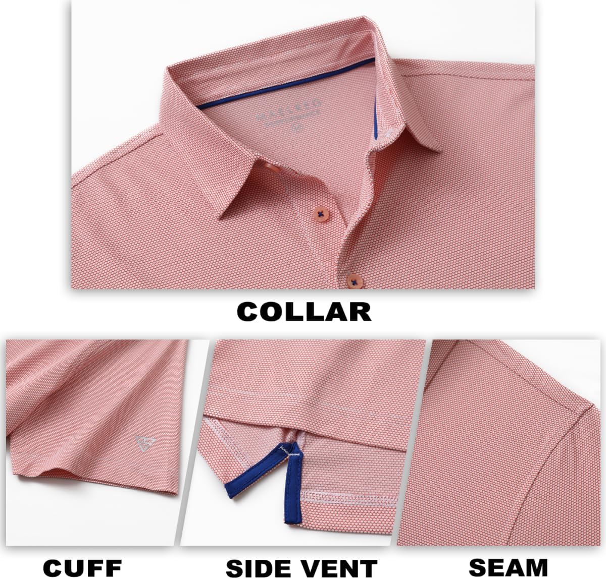 M MAELREG Golf Shirts for Men Dry fit Sports Jacquard Lightweight Performance Texture Short Sleeve Collared Polo Shirts