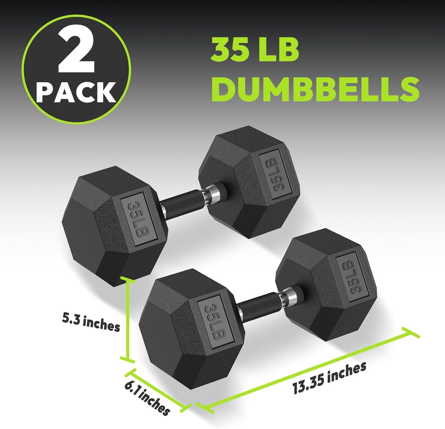 Hex Dumbbell Set 2.5-400 lb, Rubber Encased Exercise & Fitness Dumbbells, Weights Dumbbells Set of 2, Hand Weight for Strength Training