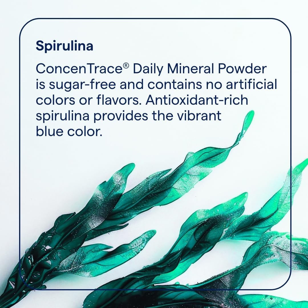 Trace Minerals ConcenTrace Daily Mineral Powder 60 Servings - 700mg of ConcenTrace per Serving (About 15 Drops) Full Spectrum for Whole Body Wellness- Blue Raspberry Flavor