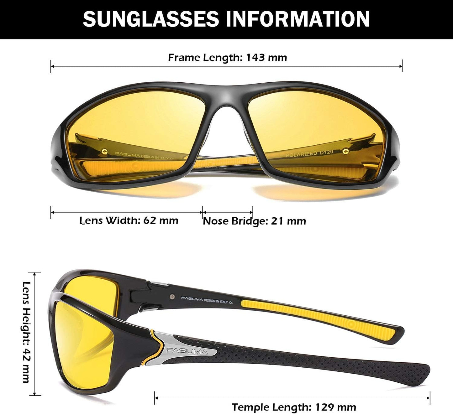 FAGUMA Sports Polarized Sunglasses For Men Cycling Driving Fishing UV400 Protection