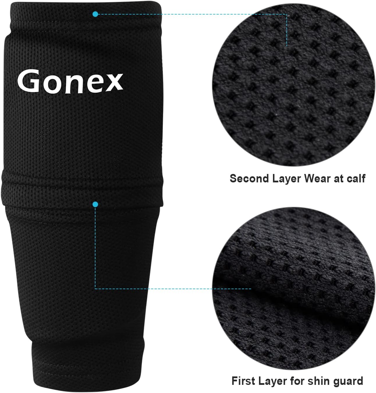 Gonex Soccer Shin Guards for Kids Adult, Youth Boys Girls Shin Guards Slip in Soccer Shin Pad Sleeves Canilleras for Football Games, EVA Cushion Protection Reduce Shocks & Injuries