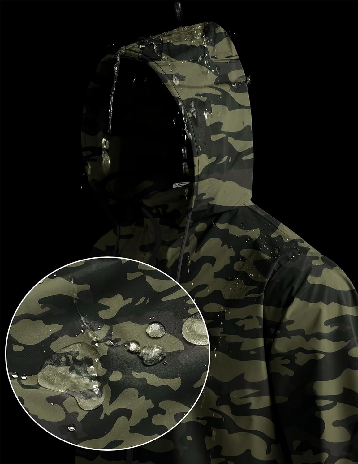 COOFANDY Men's Packable Rain Jacket Lightweight Waterproof Raincoat with Hood Travel Hiking Golf Windbreaker